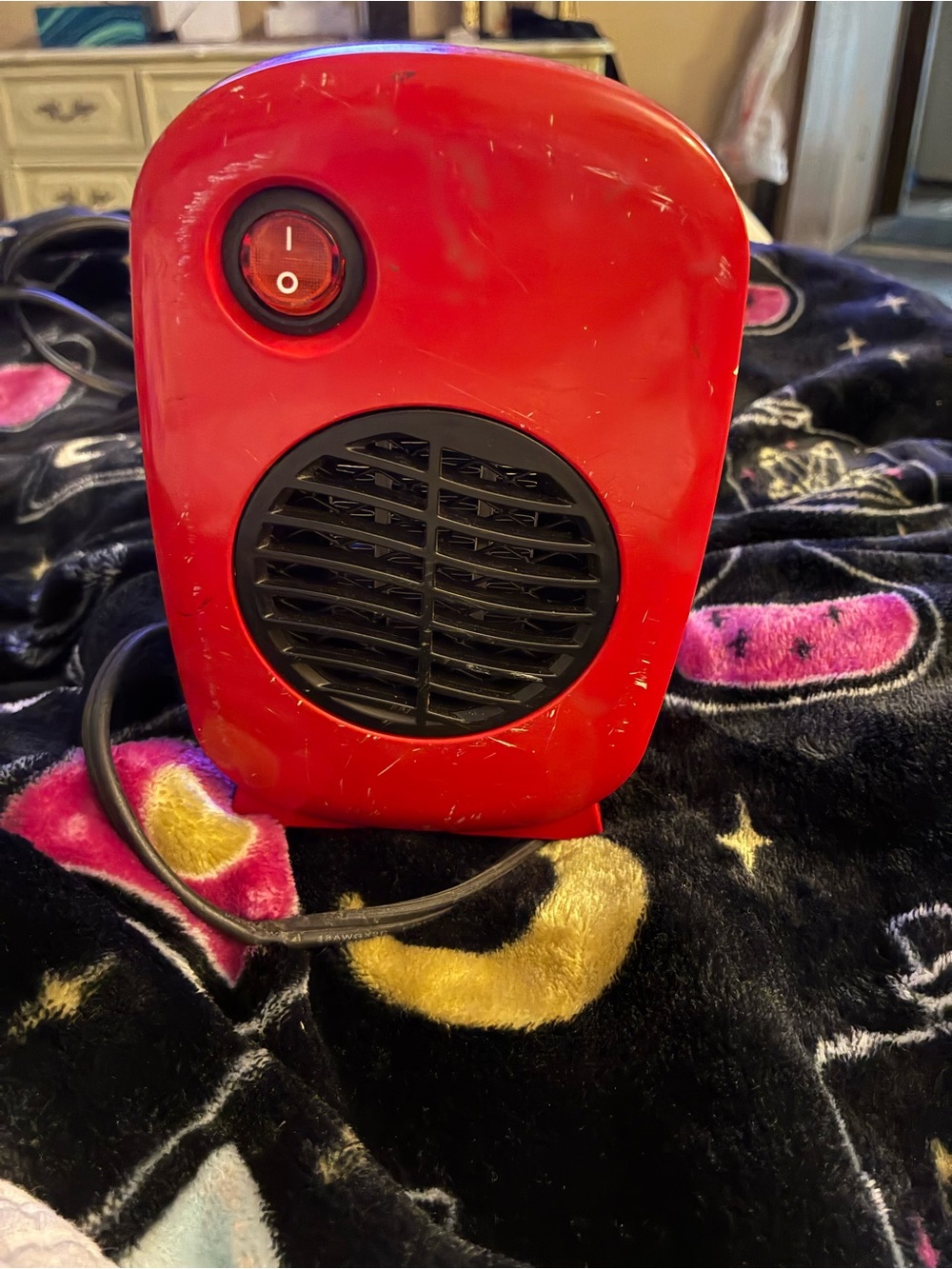 Compact Red Personal Space Heater with Power Switch
